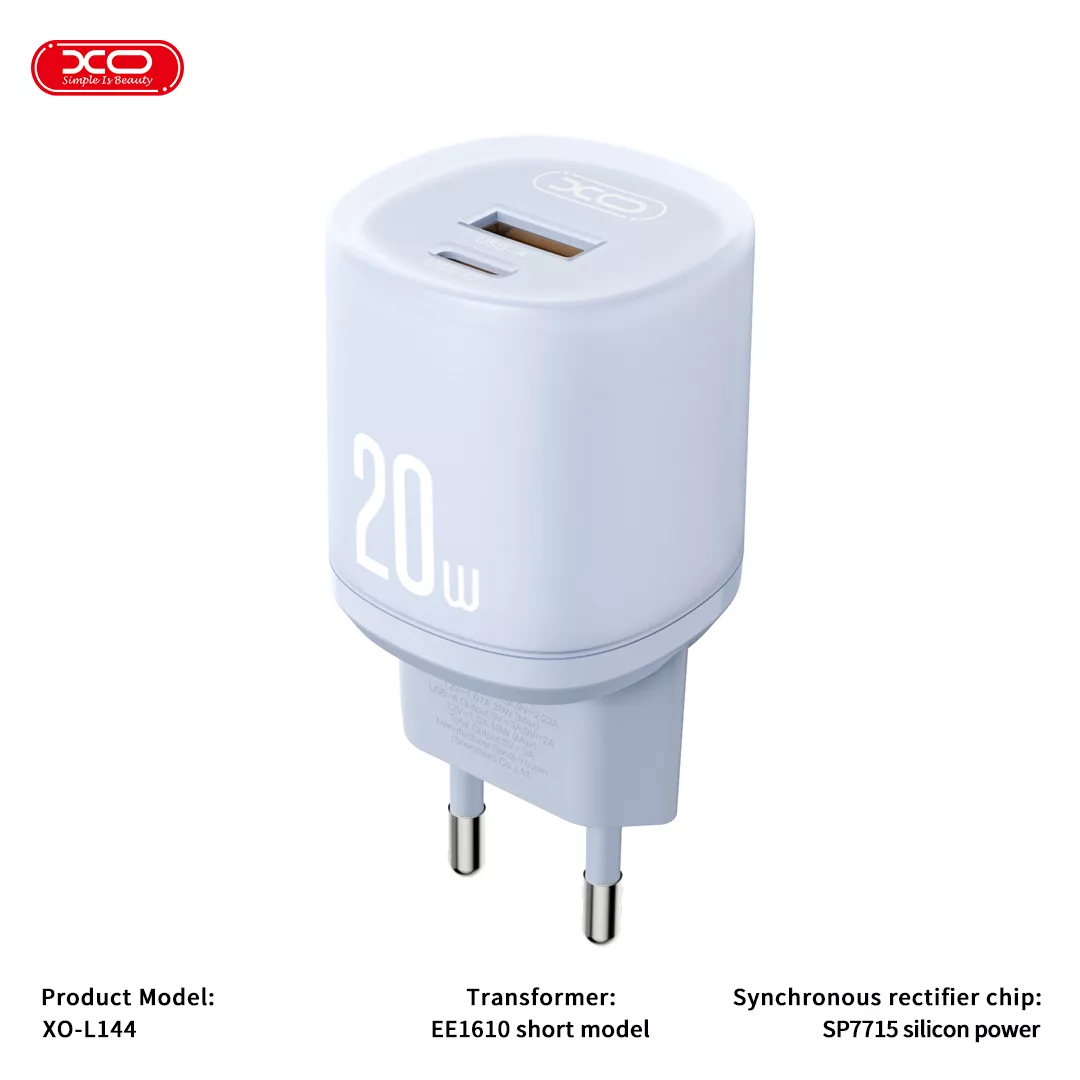 شارژر دیواری 20 وات دو پورت ایکس او مدل L144