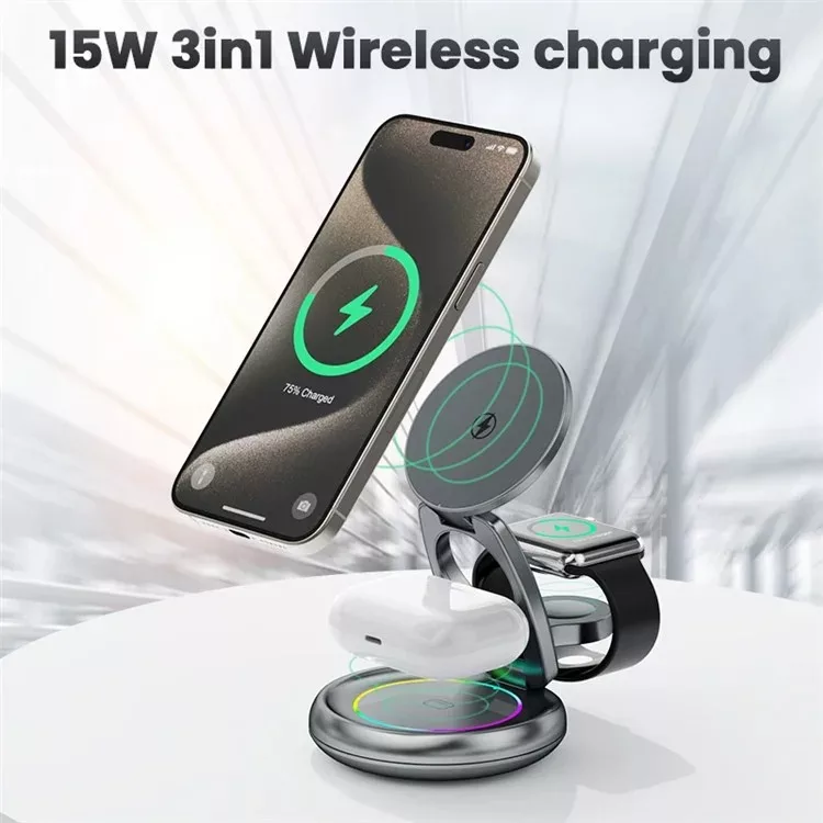 شارژر رومیزی 15وات مدل   LFX-208 3in1 Wireless charger