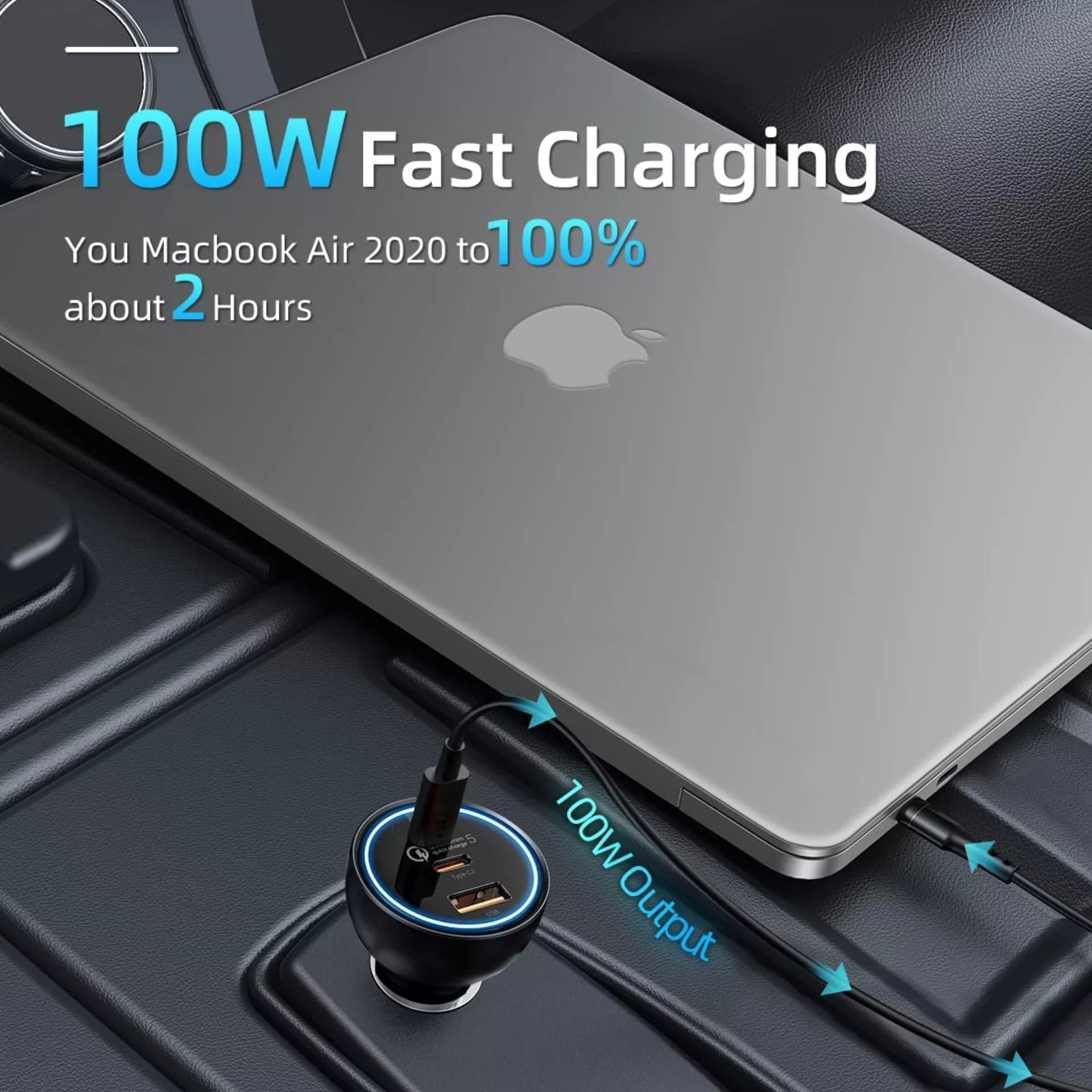 شارژر فندکی باسئوس مدل Multi-port Fast Charge 160W به همراه کابل تبدیل Usb-c