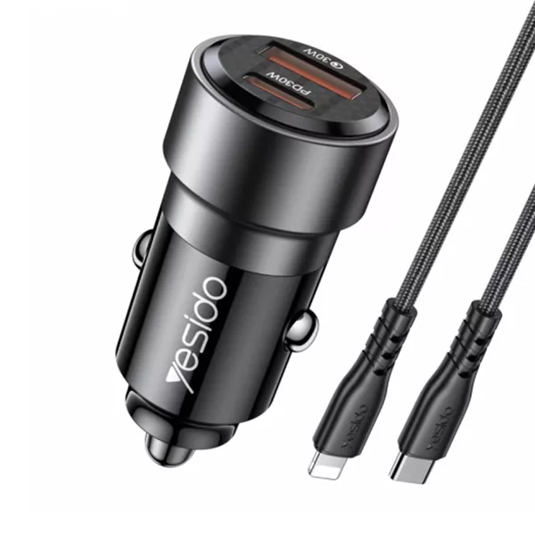 شارژر فندکی 60 وات یسیدو مدل Y54 به همراه کابل تبدیل لایتنینگ