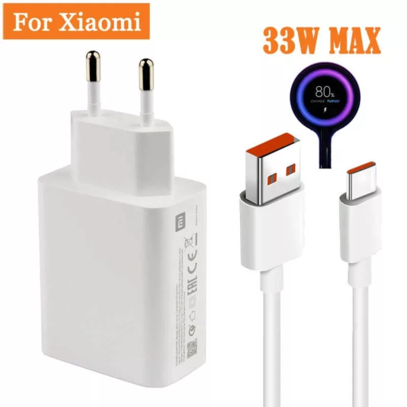 شارژر دیواری شیائومی مدل note 10 pro max به همراه کابل تبدیل USB-C