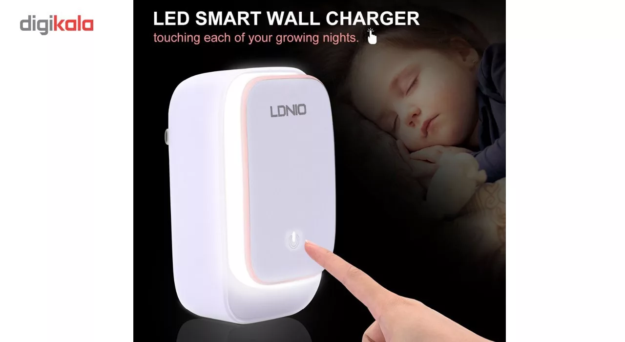 شارژر دیواری و چراغ خواب الدینیو با کابلMicroUsb مدل A4405