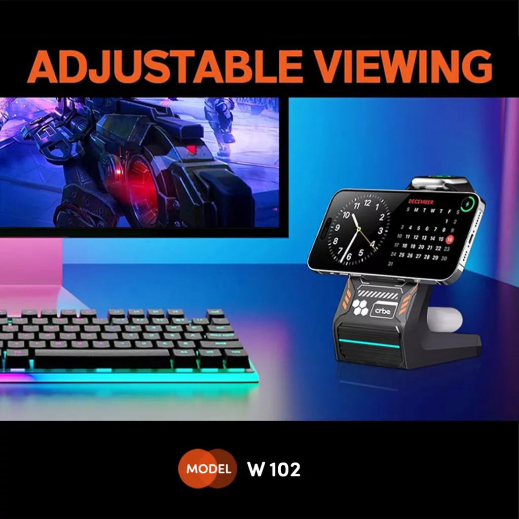 شارژر  رو میزی بی سیم 15وات  کربی مدل  W102 3IN1