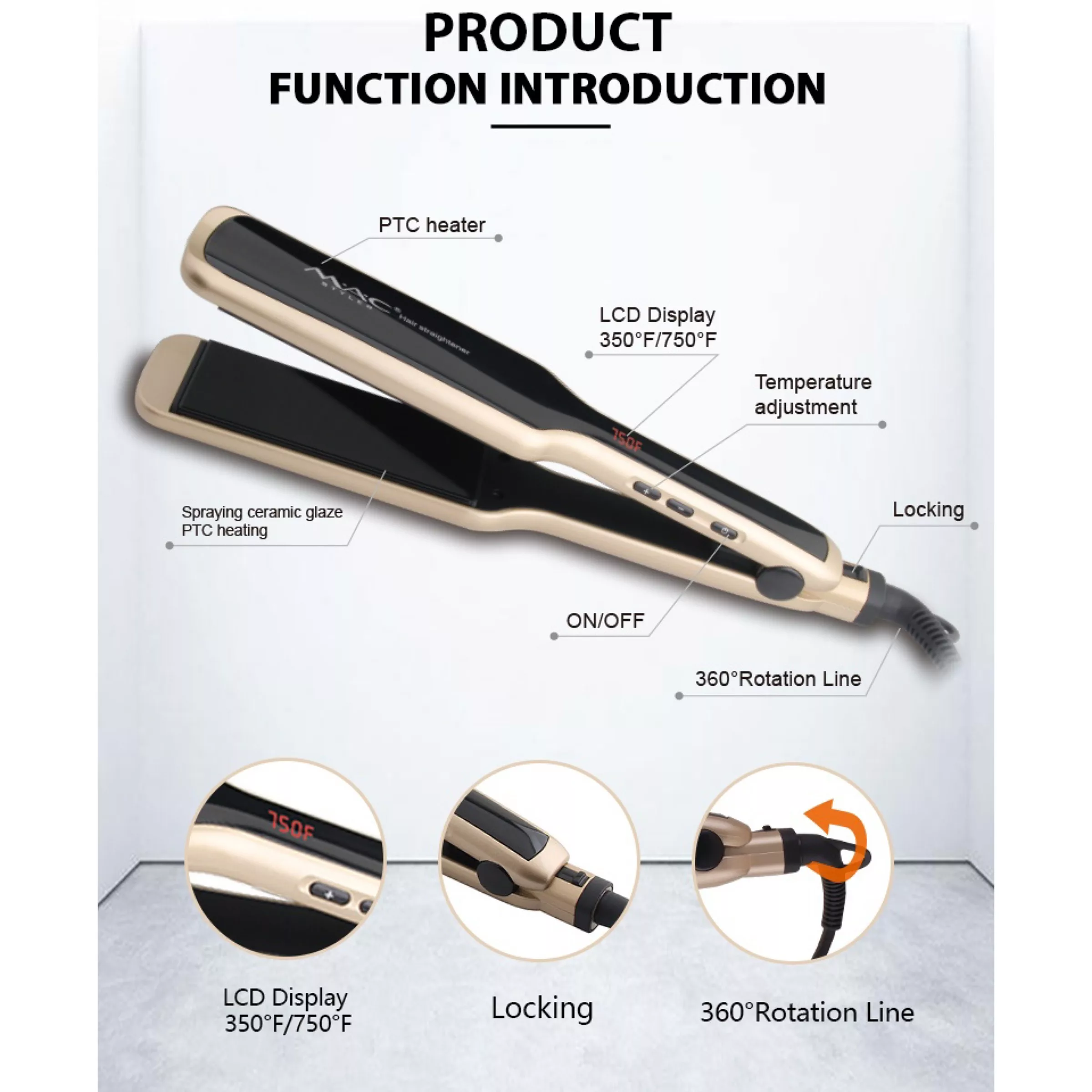 اتو و حالت دهنده ی مو مک استایلر مدل mc-3063