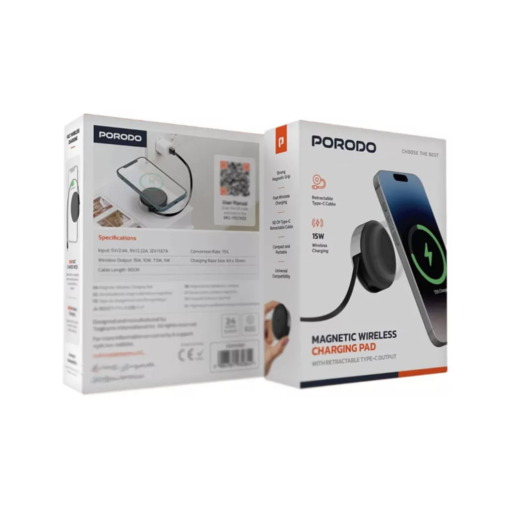 شارژر بی‌سیم 15 وات پرودو مدل  PDATK22BK طول 1 متر