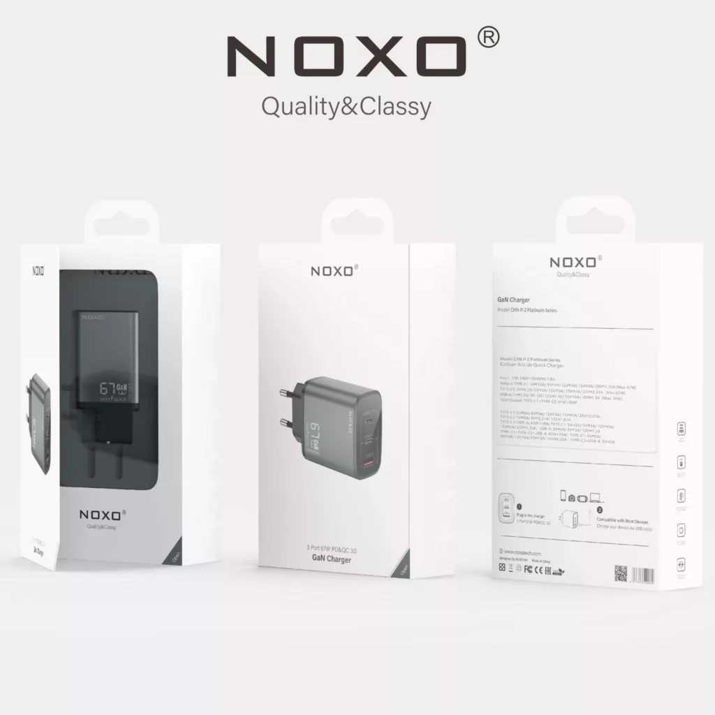 شارژر دیواری 67 وات سه پورت نوکسو مدل CHN-P-2
