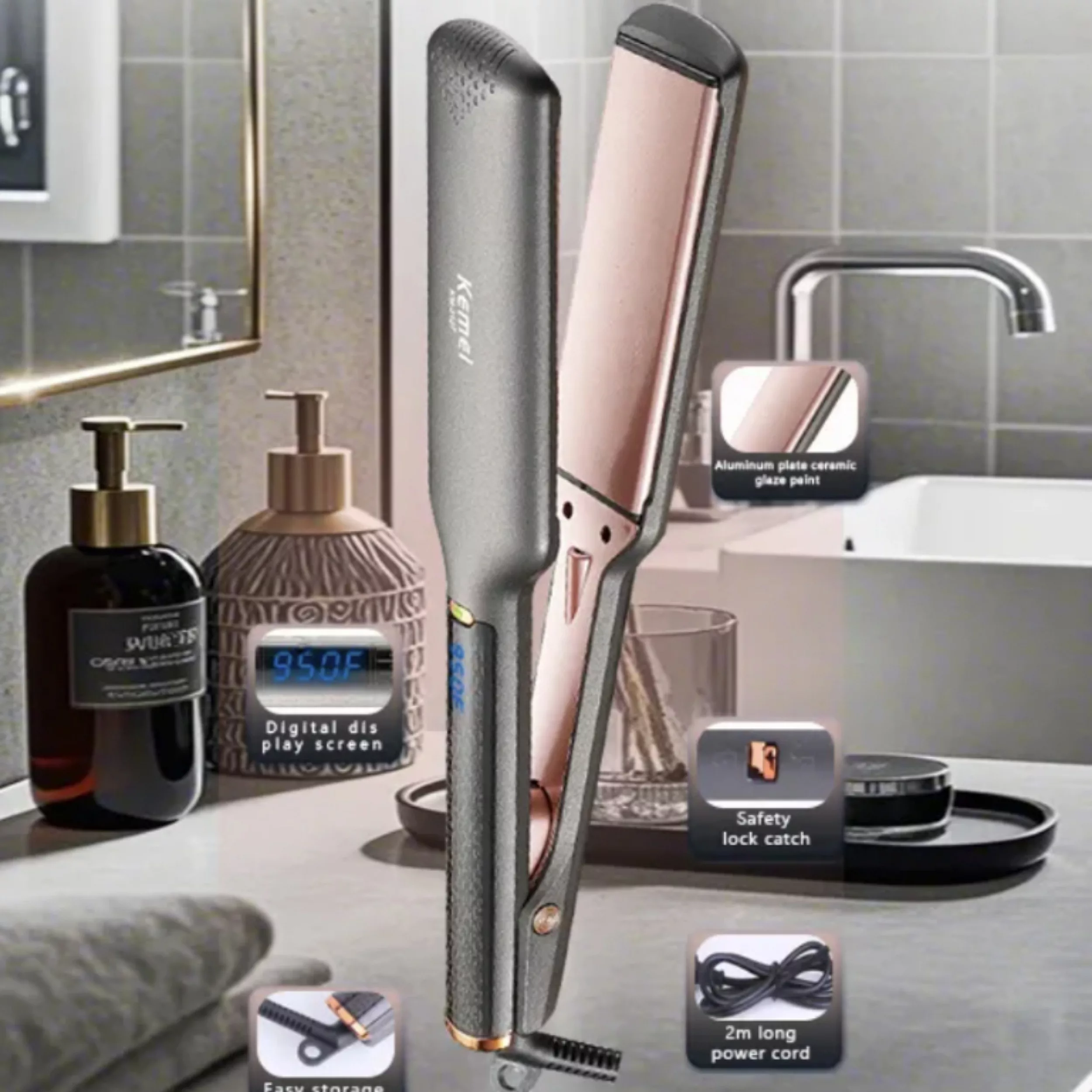 اتو و حالت دهنده ی مو کیمی مدل km-3138