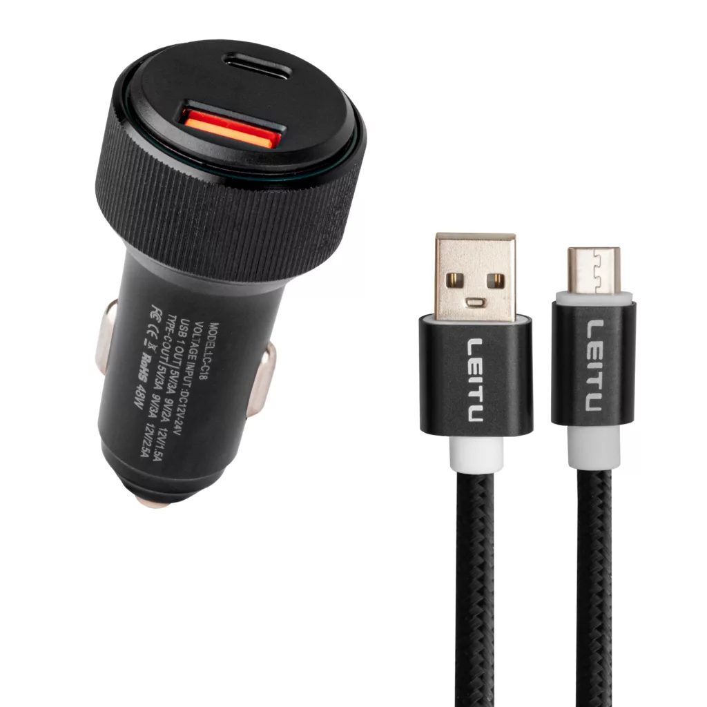 شارژر فندکی لیتو مدل LC-C18 48W به همراه کابل تبدیل MICRO USB