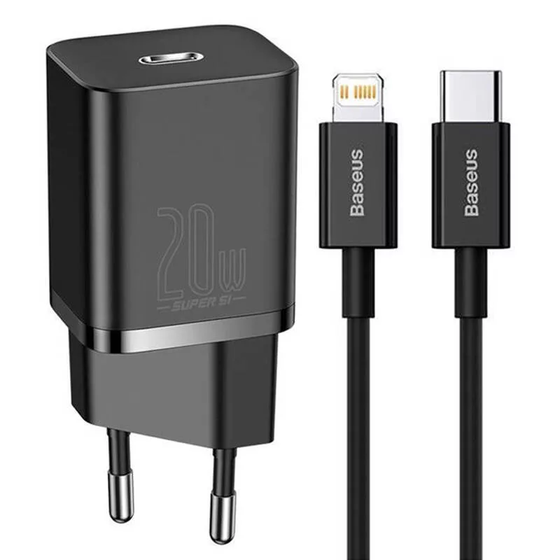 شارژر دیواری باسئوس مدل TZCCSUP-20W به همراه کابل تبدیل لایتنینگ