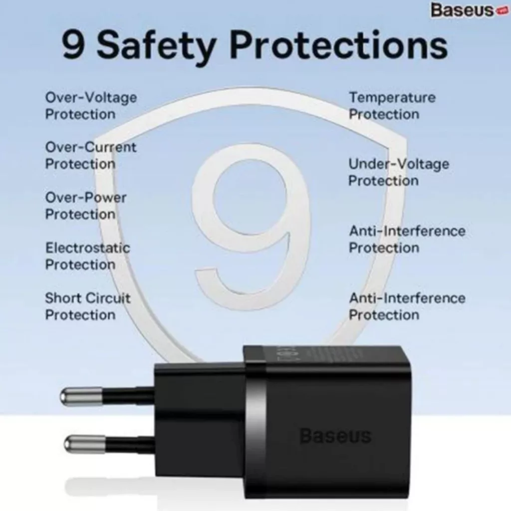 شارژر دیواری 30 وات بیسوس مدل GAN5 mini 30W به همراه کابل تبدیل USB-C