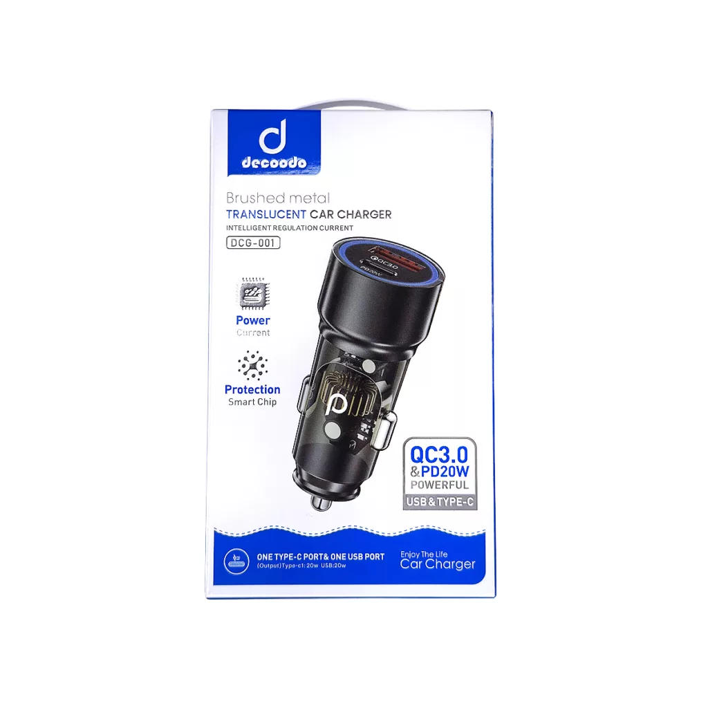شارژر فندکی خودرو 20 وات 2 پورت دکودو مدل DCG-001