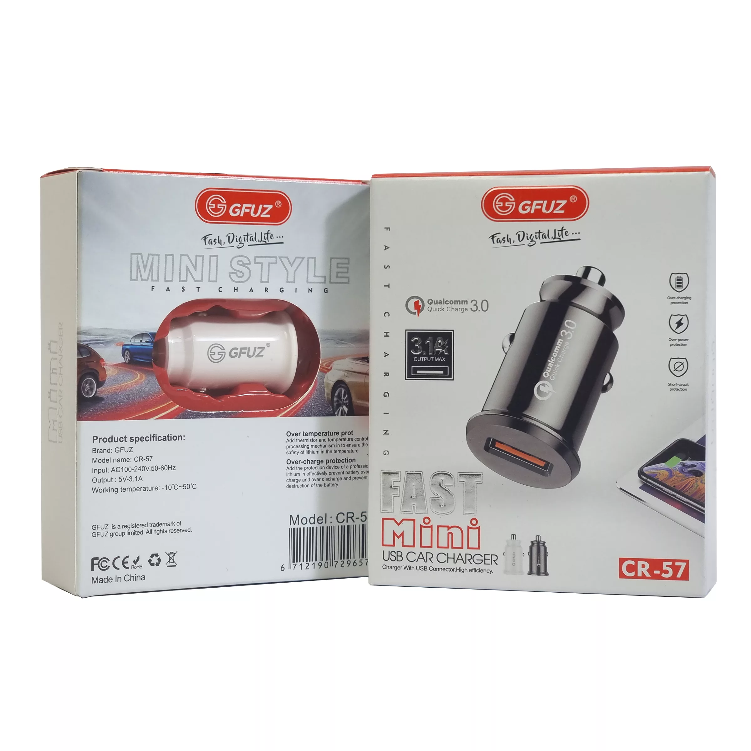 شارژر فندکی جیفیوز مدل CR _ 57 طرح fast3gfuz