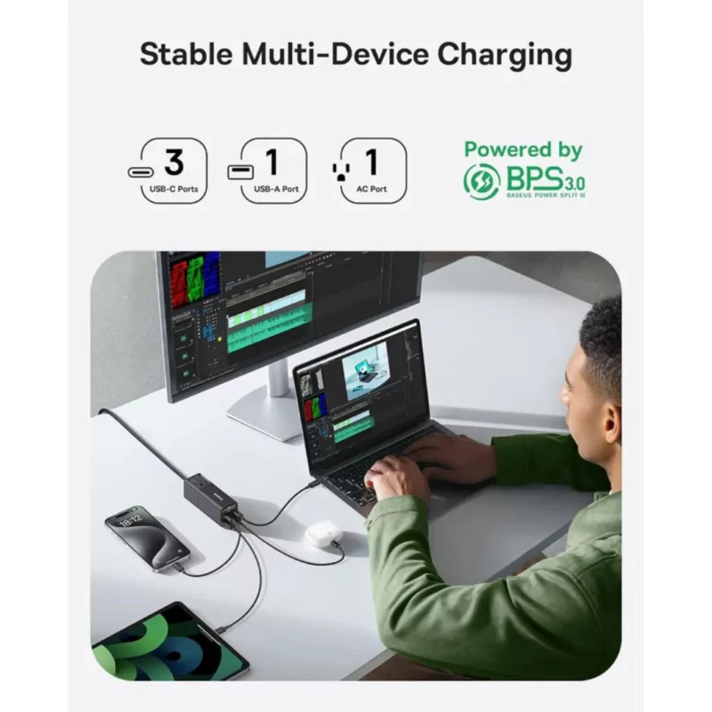 شارژر رومیزی ۶۷ وات بیسوس مدل PowerCombo 67W