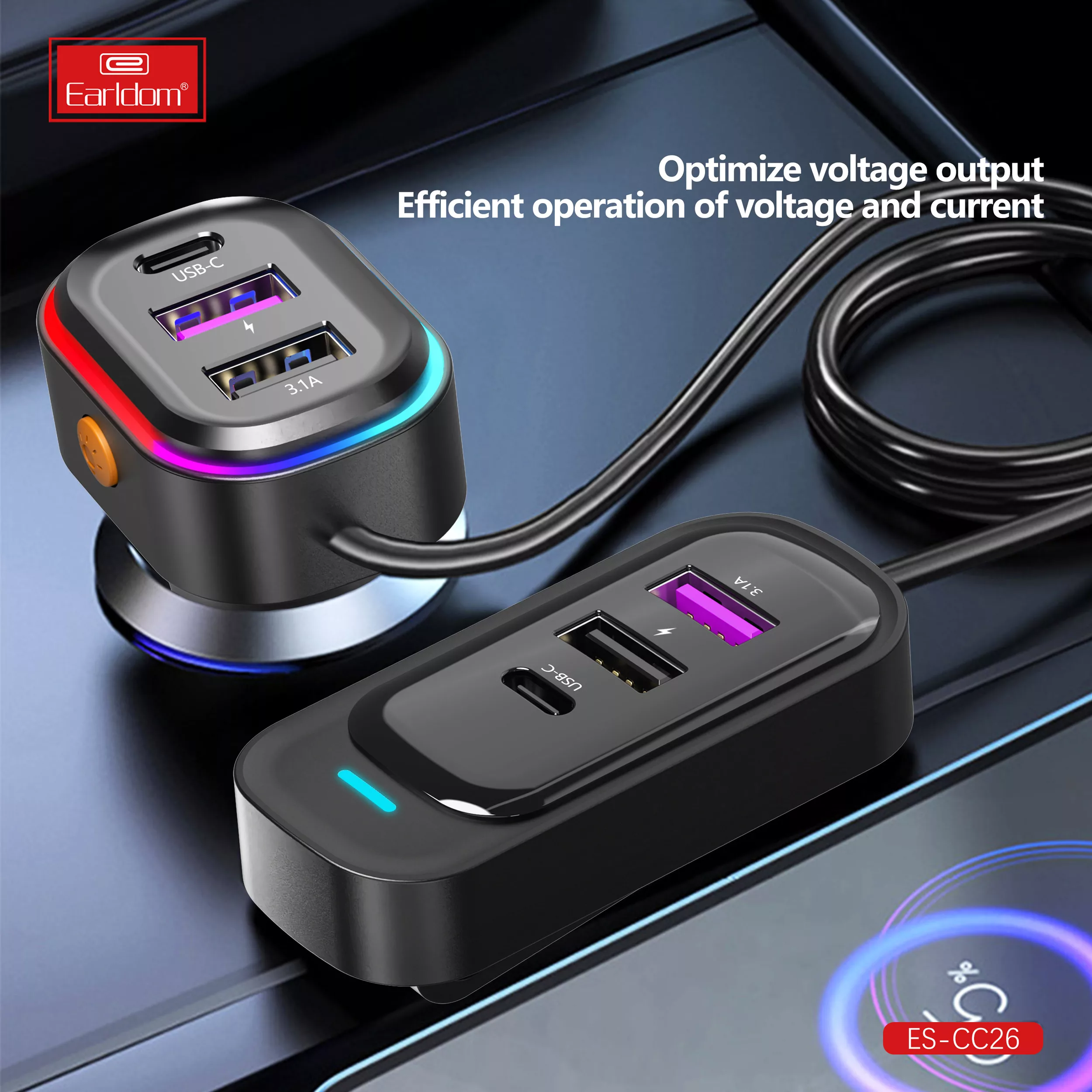 شارژر فندکی 65 وات ارلدام مدل 6IN1 CAR CHARGER CC26