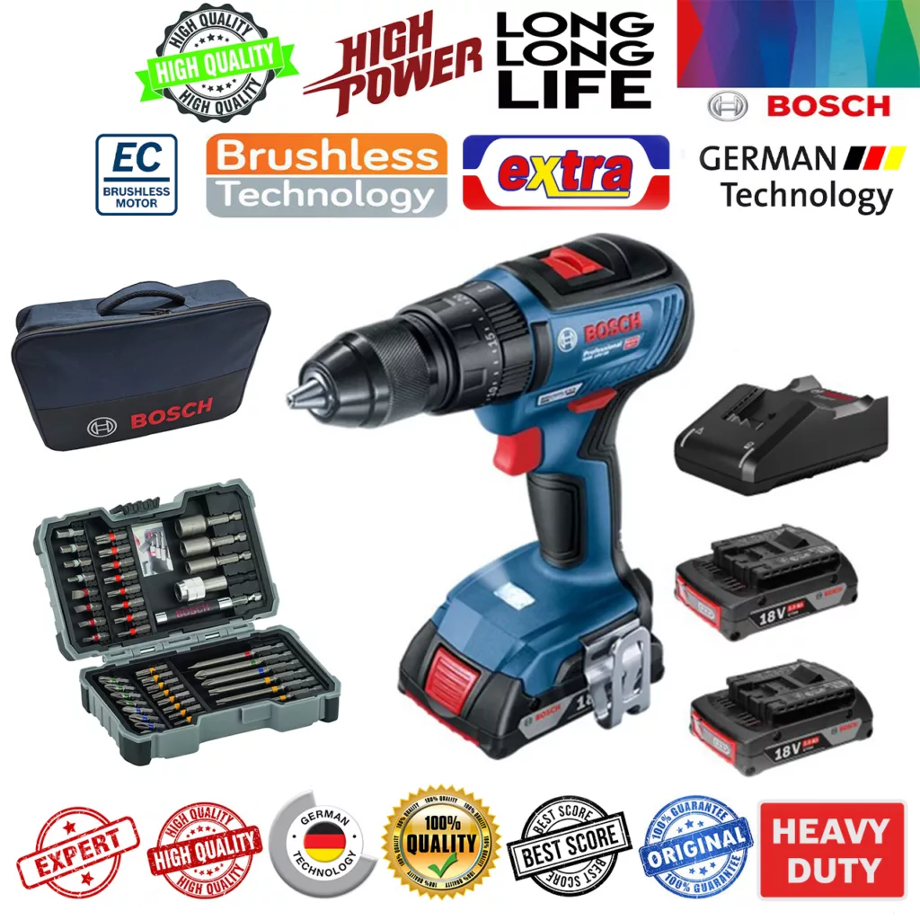 پیچ گوشتی شارژی چکشی بوش مدل GSB 18V-50 EC - BAG Extra