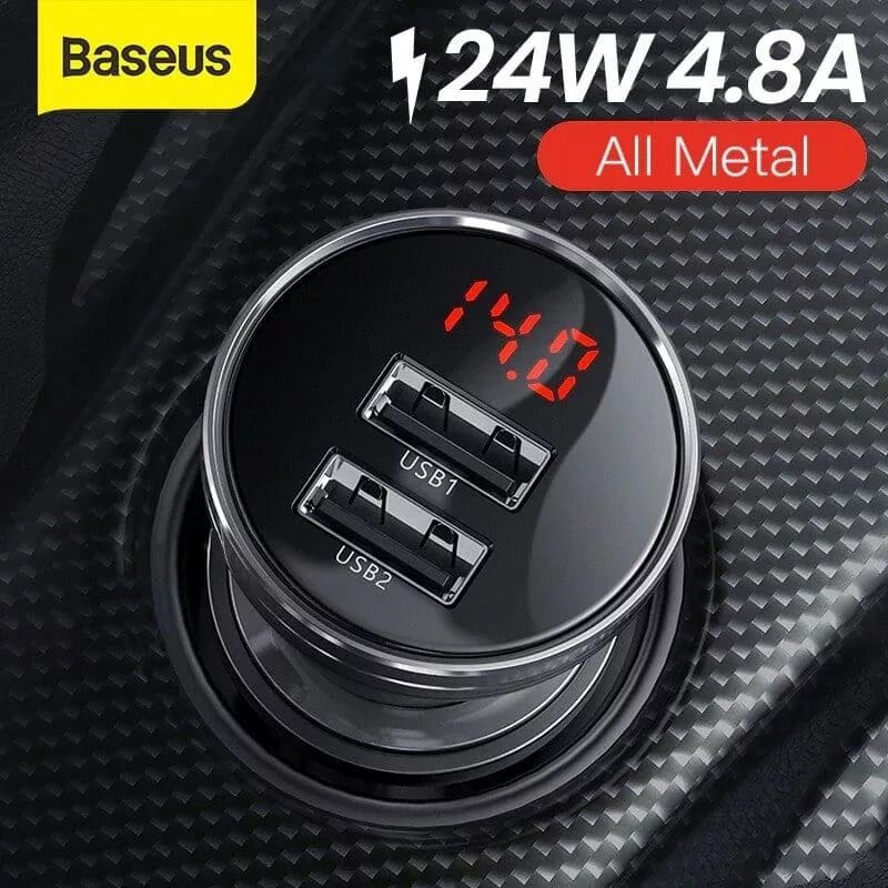 شارژر فندکی  باسئوس مدل Car Charger Suit-24W به همراه کابل تبدیل microUSB/ USB-C / لایتنینگ