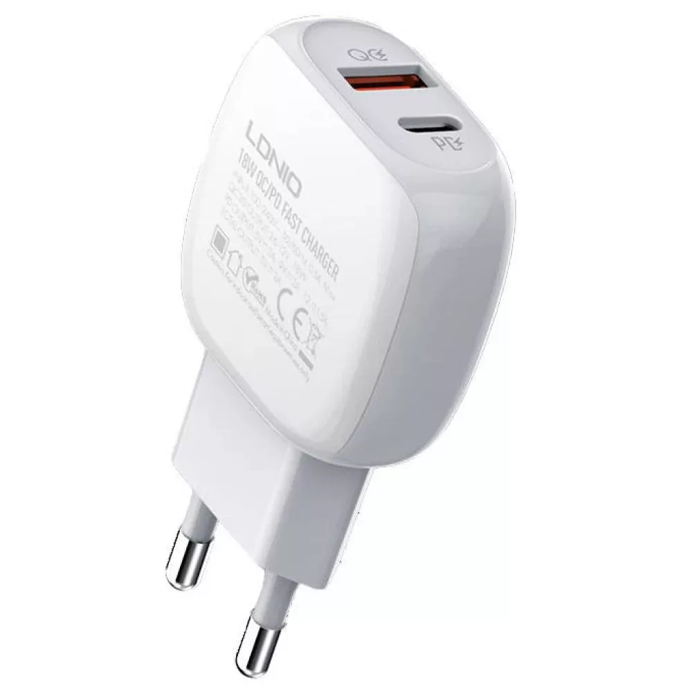 شارژر دیواری 20 وات الدینیو مدل A2313C به همراه کابل تبدیل usb-c