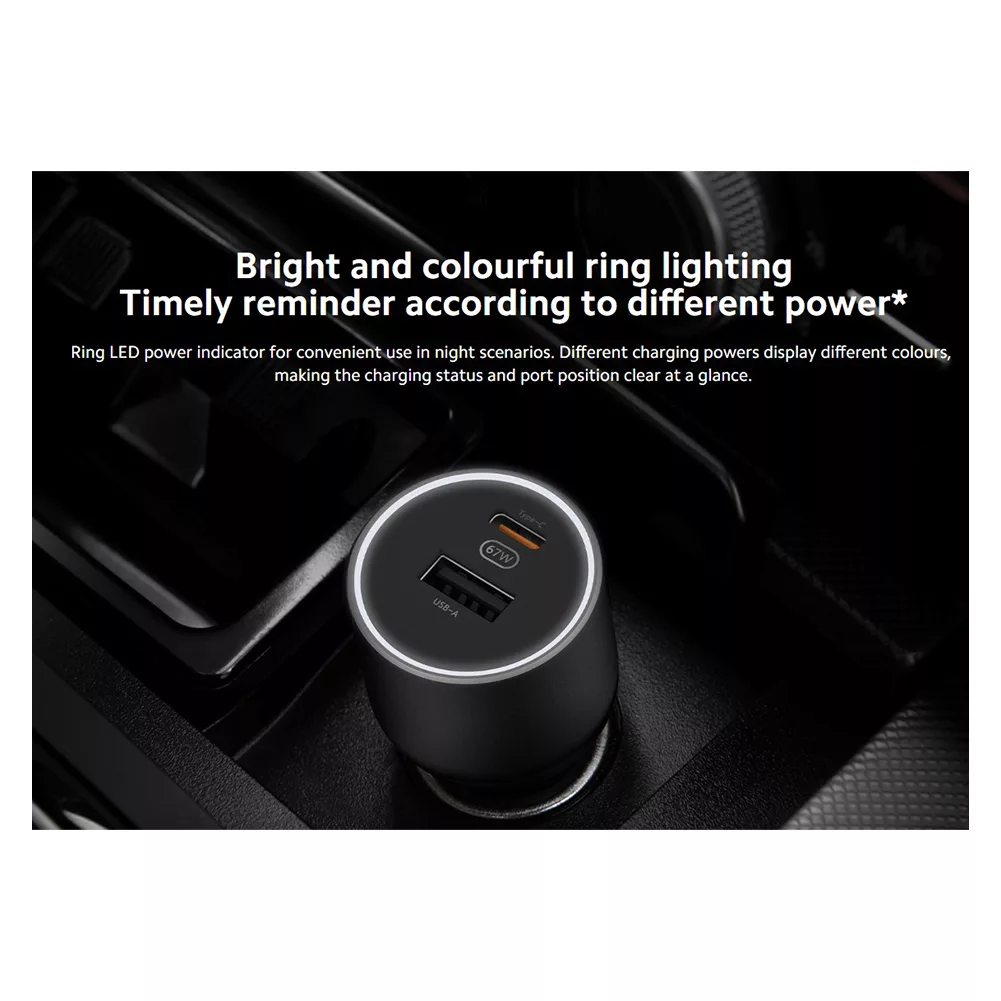 شارژر فندکی 67 وات دو پورت شیائومی مدل CC07ZM به همراه کابل شارژ USB-C به طول 1 متر