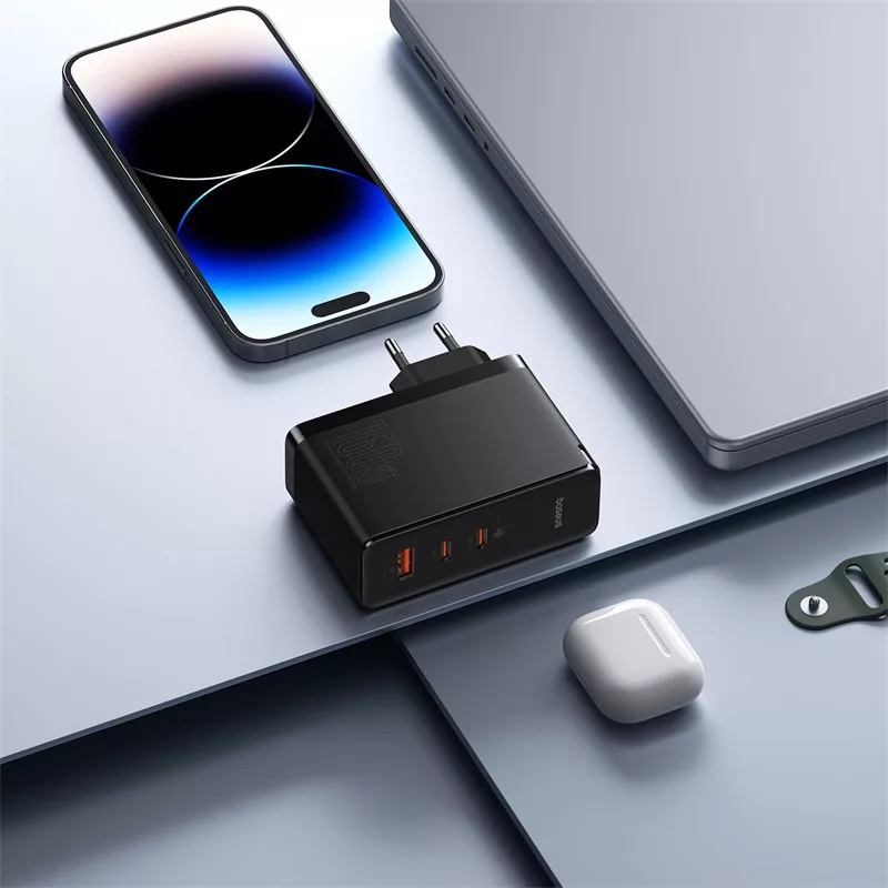 شارژر دیواری 160 وات بیسوس مدل CCGAN160CE به همراه کابل تبدیل USB-C