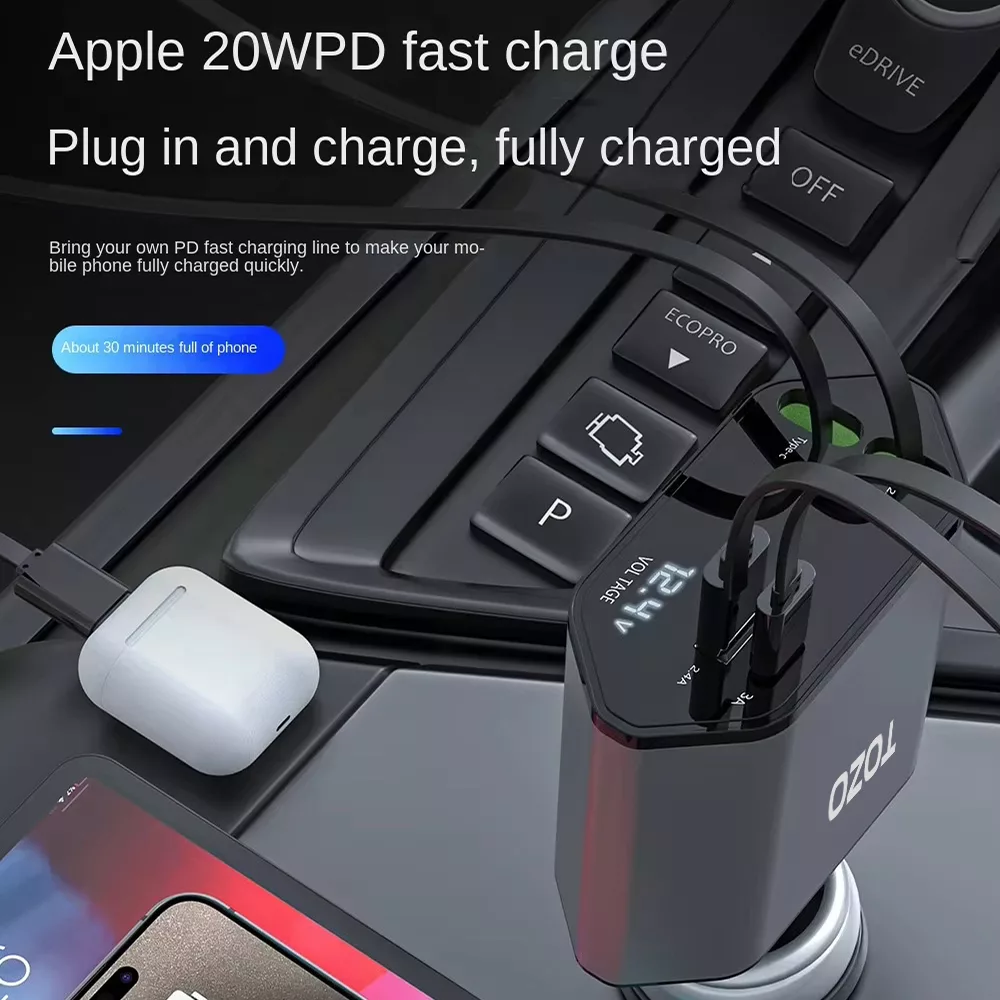 شارژر فندکی 120 وات 2 پورت توزو مدل Lonex C1