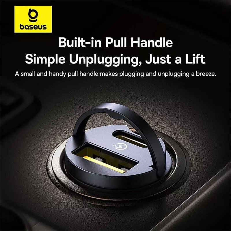 شارژر فندکی 30 وات دو پورت بیسوس مدل Tiny Star VCHXX-UC