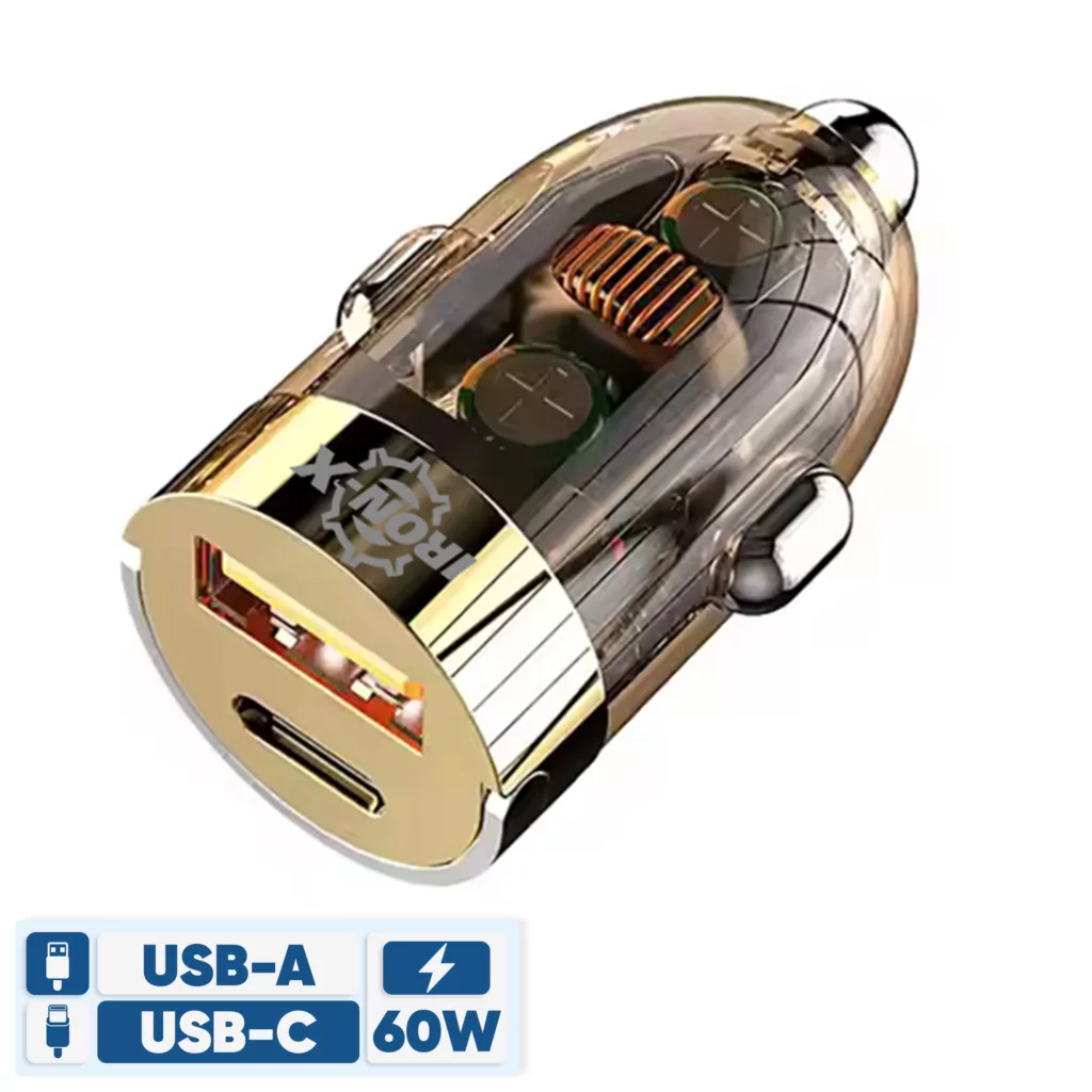 شارژر فندکی 60 وات دو پورت آیرون ایکس مدل SUPERFAST360