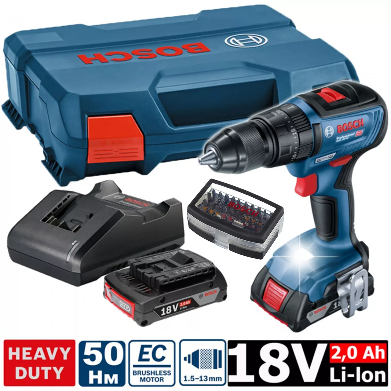پیچ گوشتی شارژی بوش مدل GSB 18V-50 brushless Extra