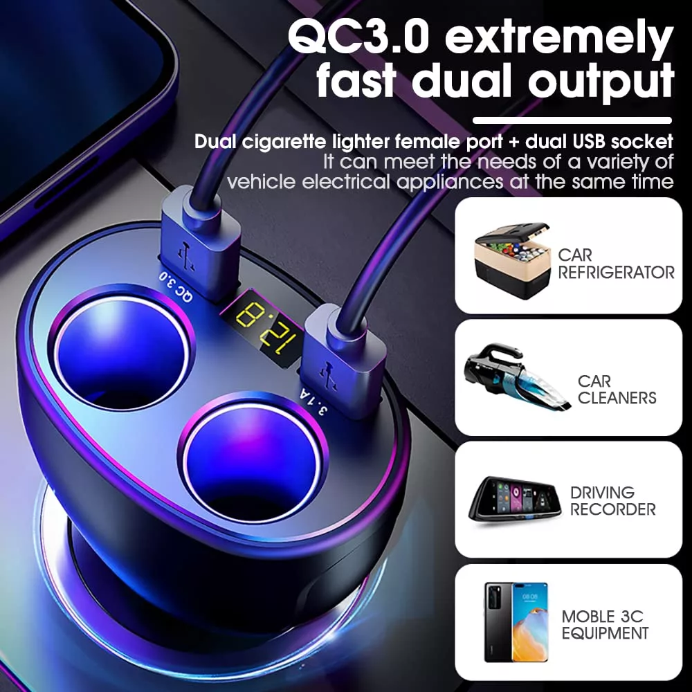 شارژر فندکی  120 وات چهار پورت مدل P-25