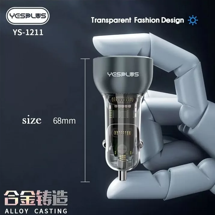 شارژر فندکی 30 وات 2 پورت یس پلاس مدل SUPER FAST 30W به همراه کابل  USB-C