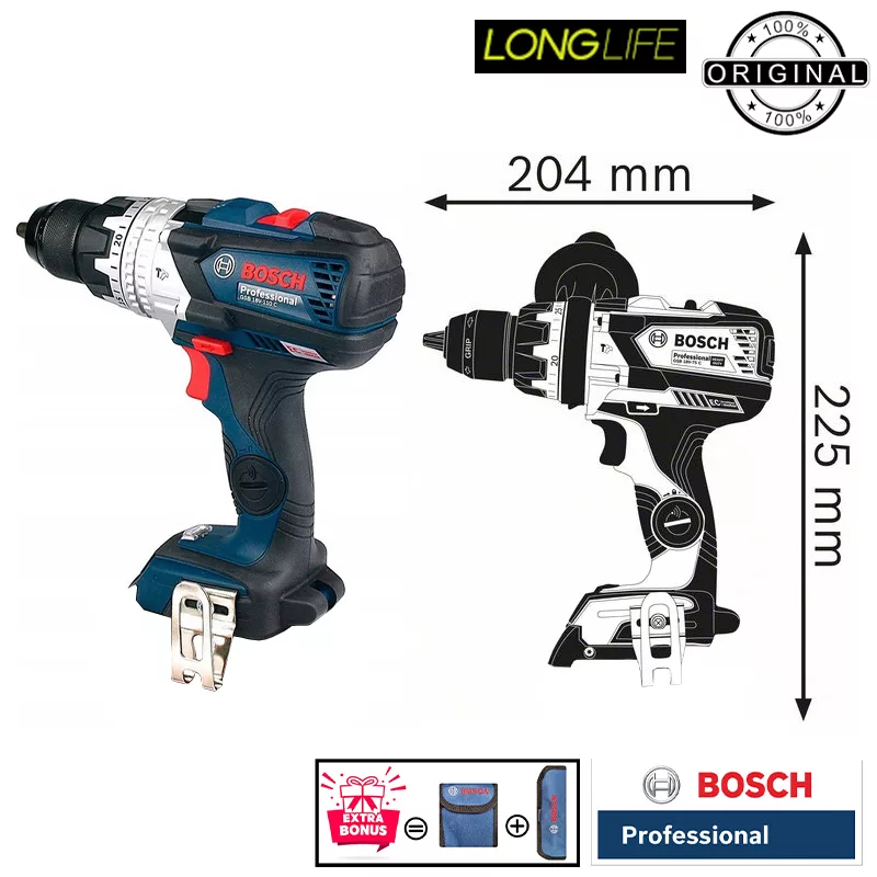 دریل پیچ گوشتی شارژی چکشی 18 ولت بوش مدل GSB 18V-110 C Extra (Without battery and charger)