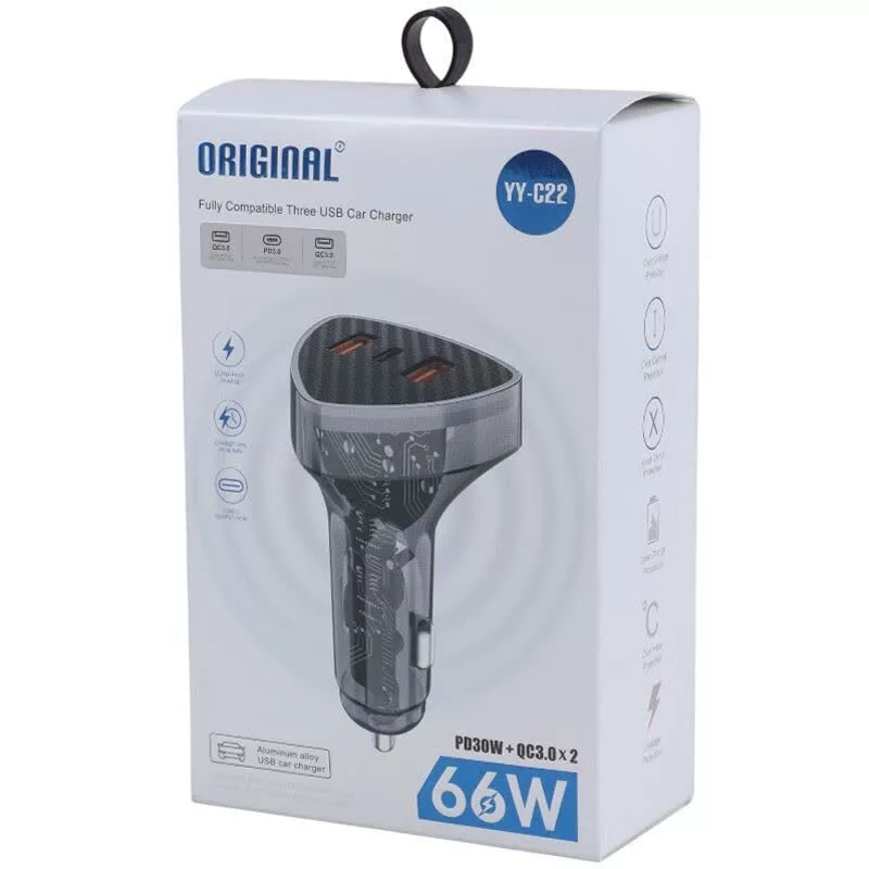 شارژر فندکی 66 وات 3 پورت مدل YY-C22