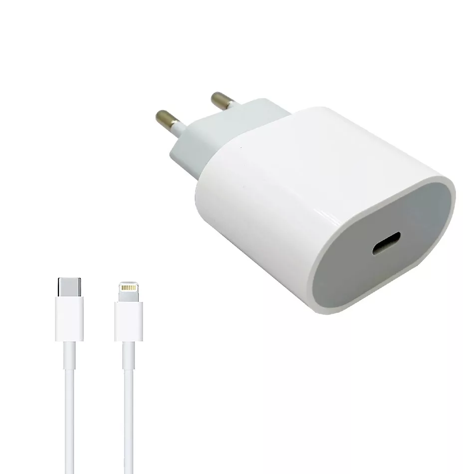 شارژر دیواری ۲۰ وات مدل USB-C به همراه کابل لایتنینگ