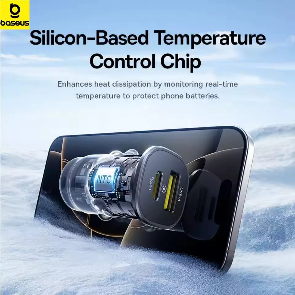 شارژر فندکی 30 وات 2 پورت بیسوس مدل  GoTrip BS-C15C1