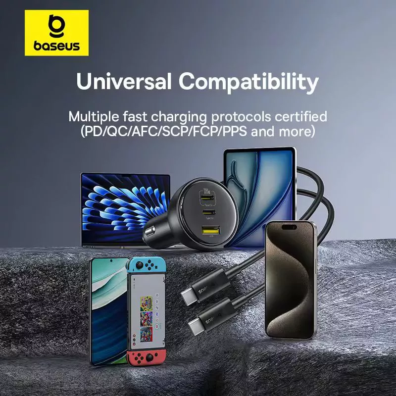 شارژر فندکی 152.5 وات بیسوس مدل BSCC-ZX-CCL به همراه کابل USB-C