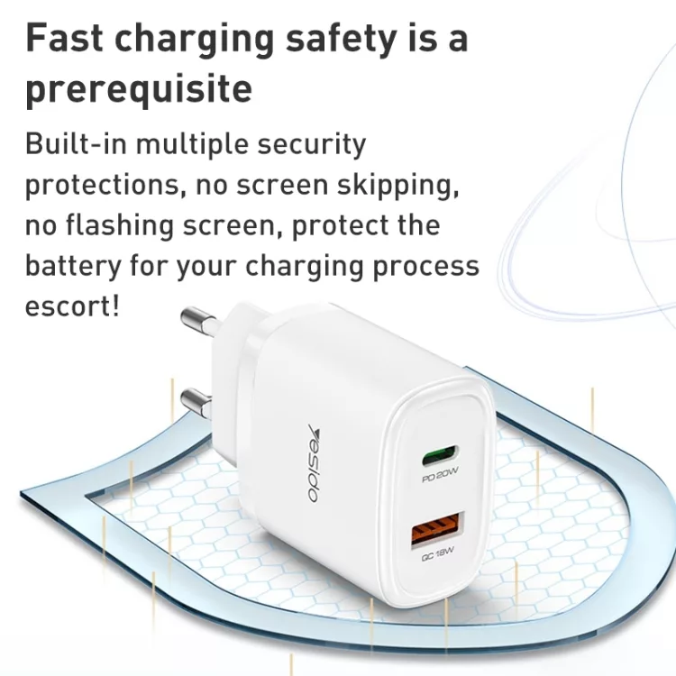 شارژر دیواری 20 وات یسیدو مدل YC50 به همراه کابل usb-c