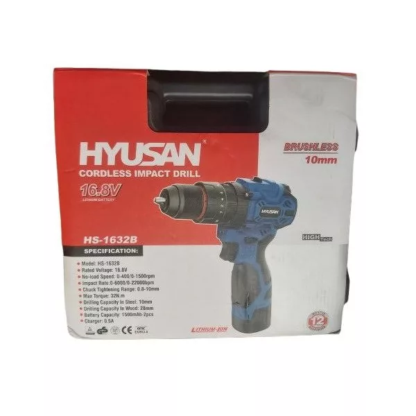 دربل پیچ گوشتی شارژی 16ولت چکشی هیوسان مدل HS1632B