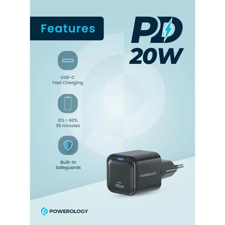 شارژر دیواری 20 وات پاورولوجی مدل PWCUQC015