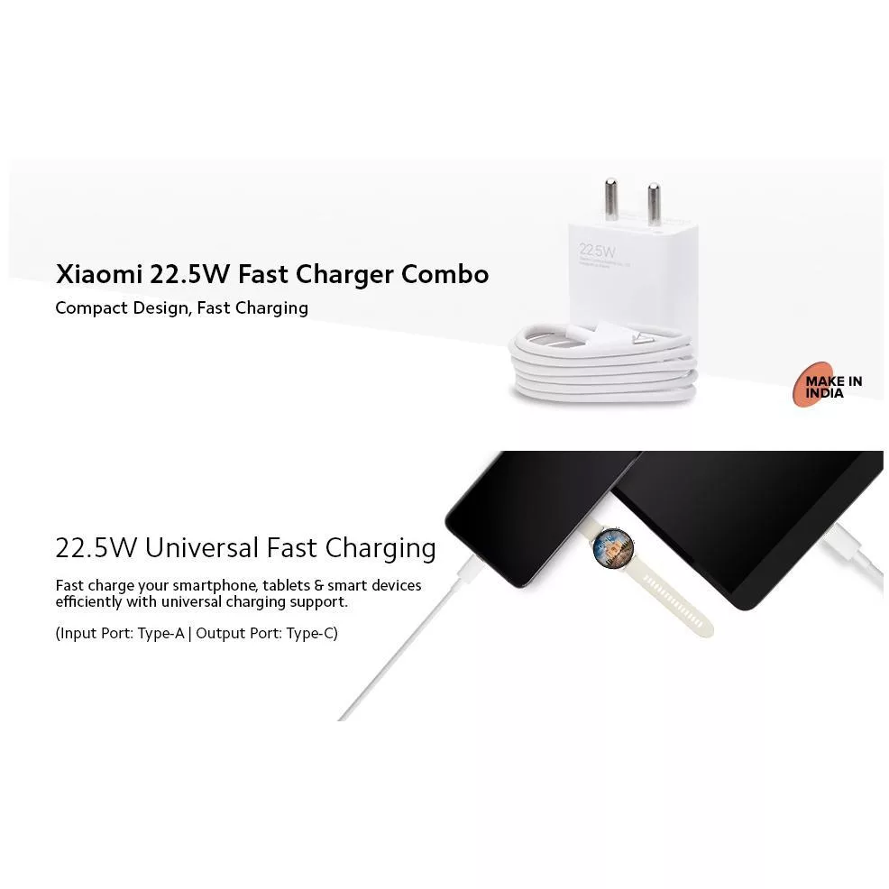 شارژر دیواری شیائومی مدل 22.5 واتی به همراه کابل usb-c