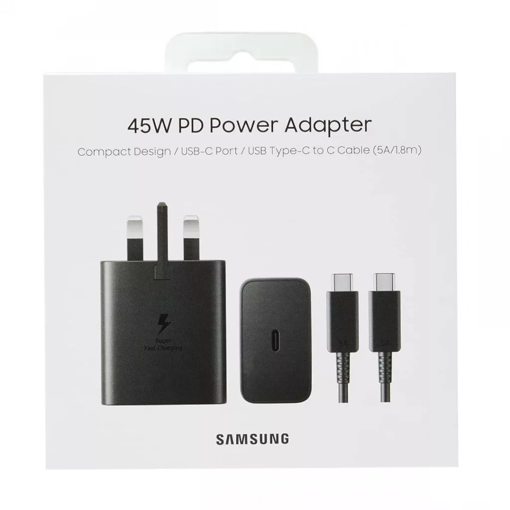 شارژر دیواری 45 وات سامسونگ مدل Super Fast Charge 2.0 به همراه کابل تبدیل USB-C