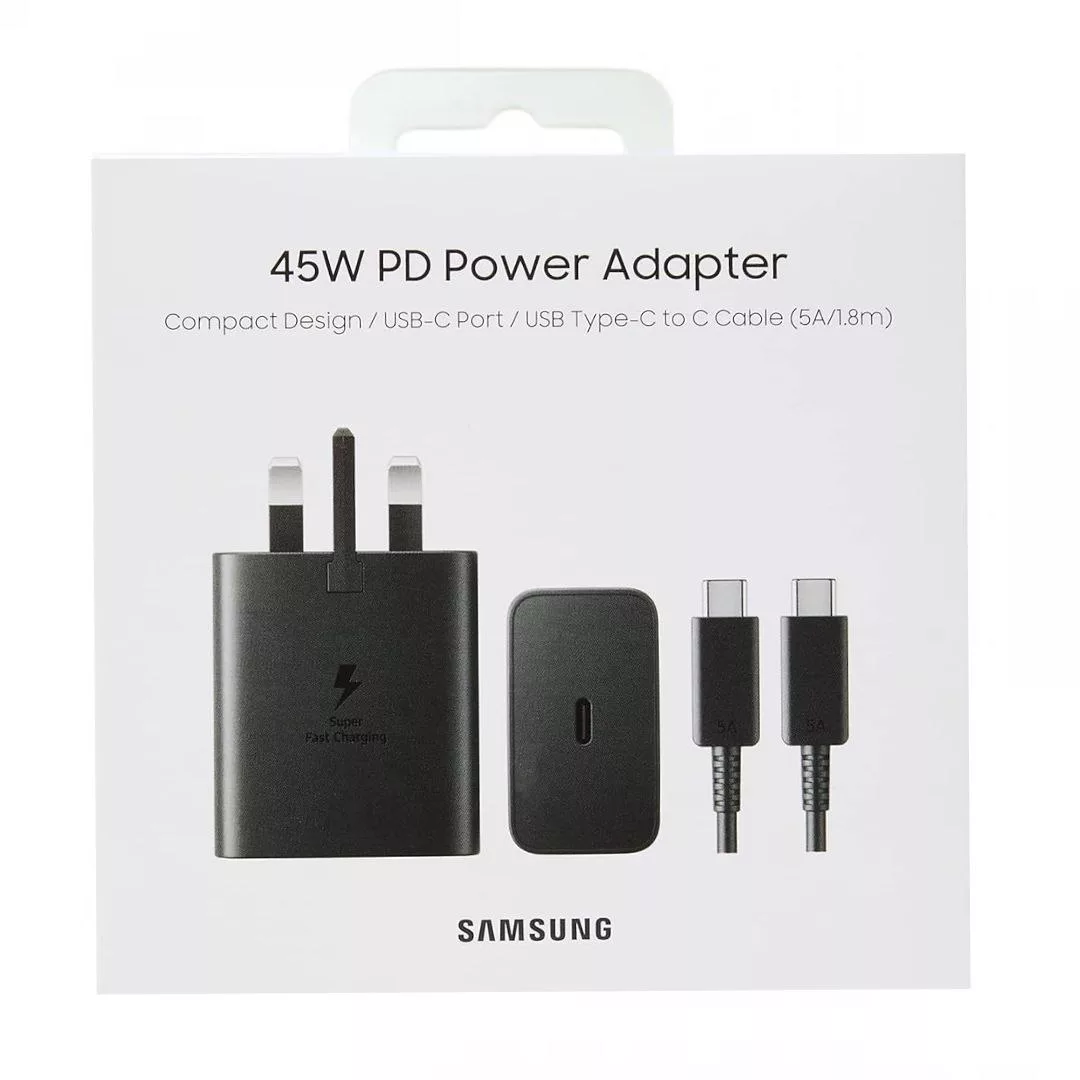 شارژر دیواری 45 وات سامسونگ مدل Super Fast Charge 2.0 به همراه کابل تبدیل USB-C
