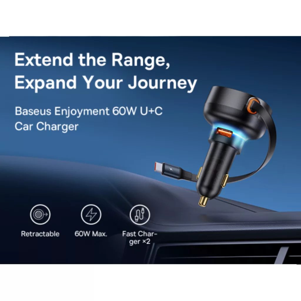 شارژر فندکی 60 وات بیسوس مدل  CCTXP-UC