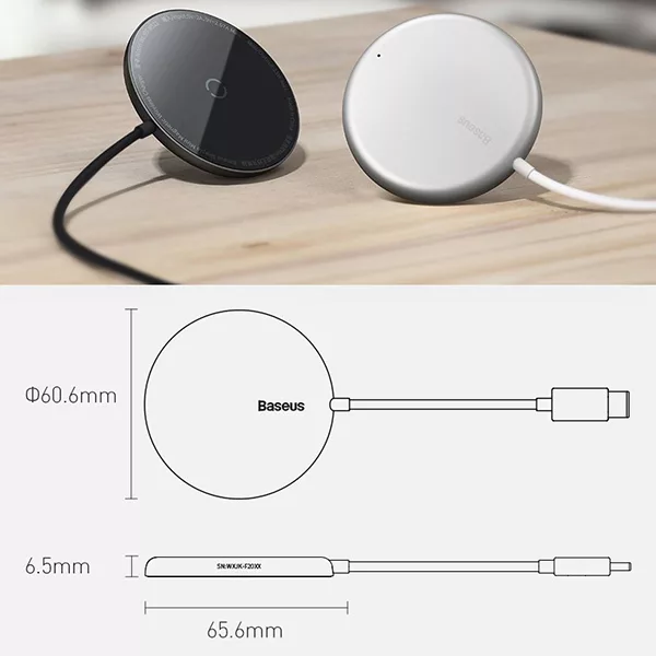 شارژر بی سیم باسئوس مدل Simple Mini Magnetic Wireless Charger WX01-JKF