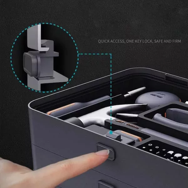 پیچ گوشتی شارژی ۱۲ ولت جیمی هوم مدل JIMIBOX X4-ABCD مجموعه 61 عددی