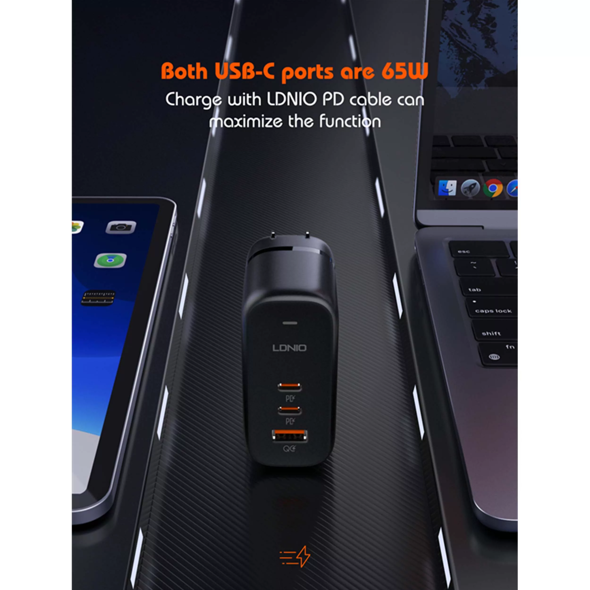 شارژر دیواری 65 وات الدینیو مدل Q366