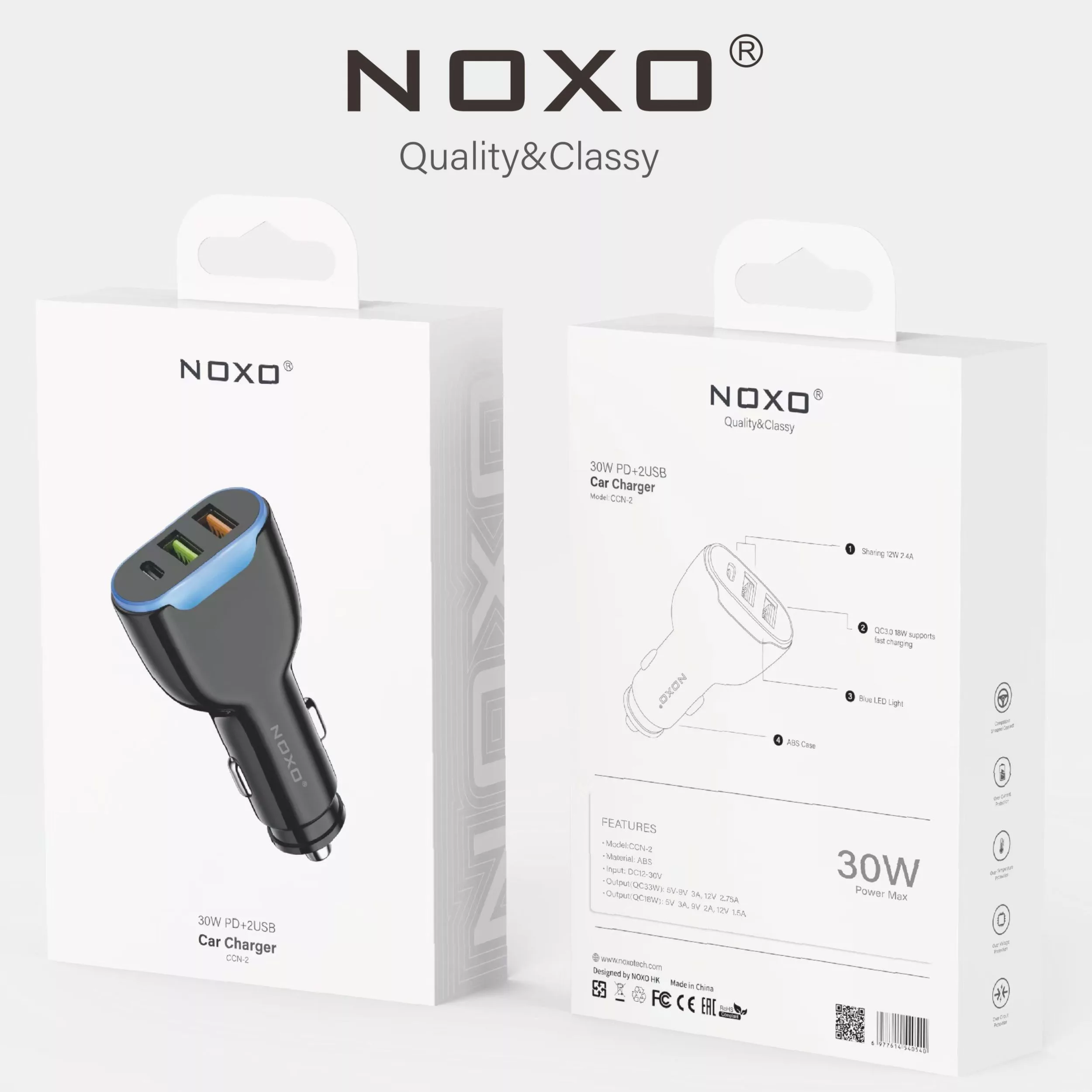 شارژر فندکی 30 وات سه پورت نوکسو مدل CCN-2