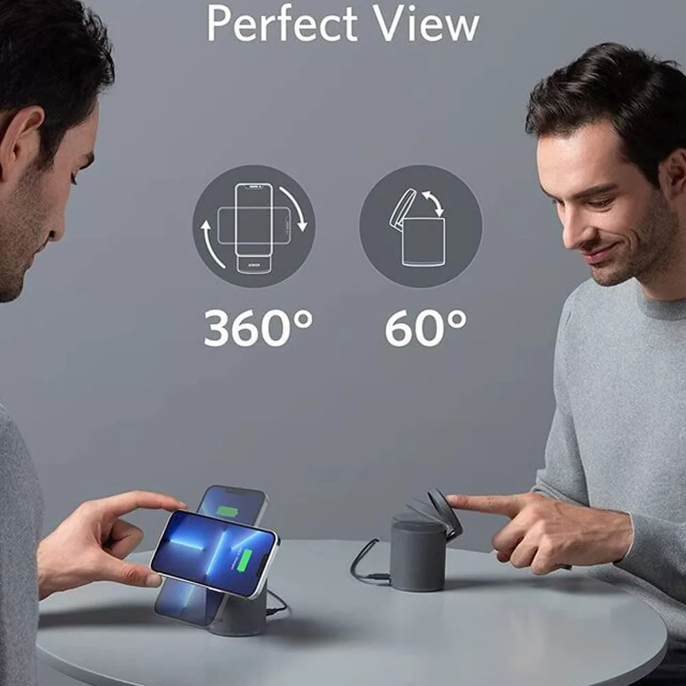شارژر بی‌سیم 7.5 وات انکر مدل B2568 به همراه شارژر دیواری 20 وات انکر و کابل USB-C به USB-C