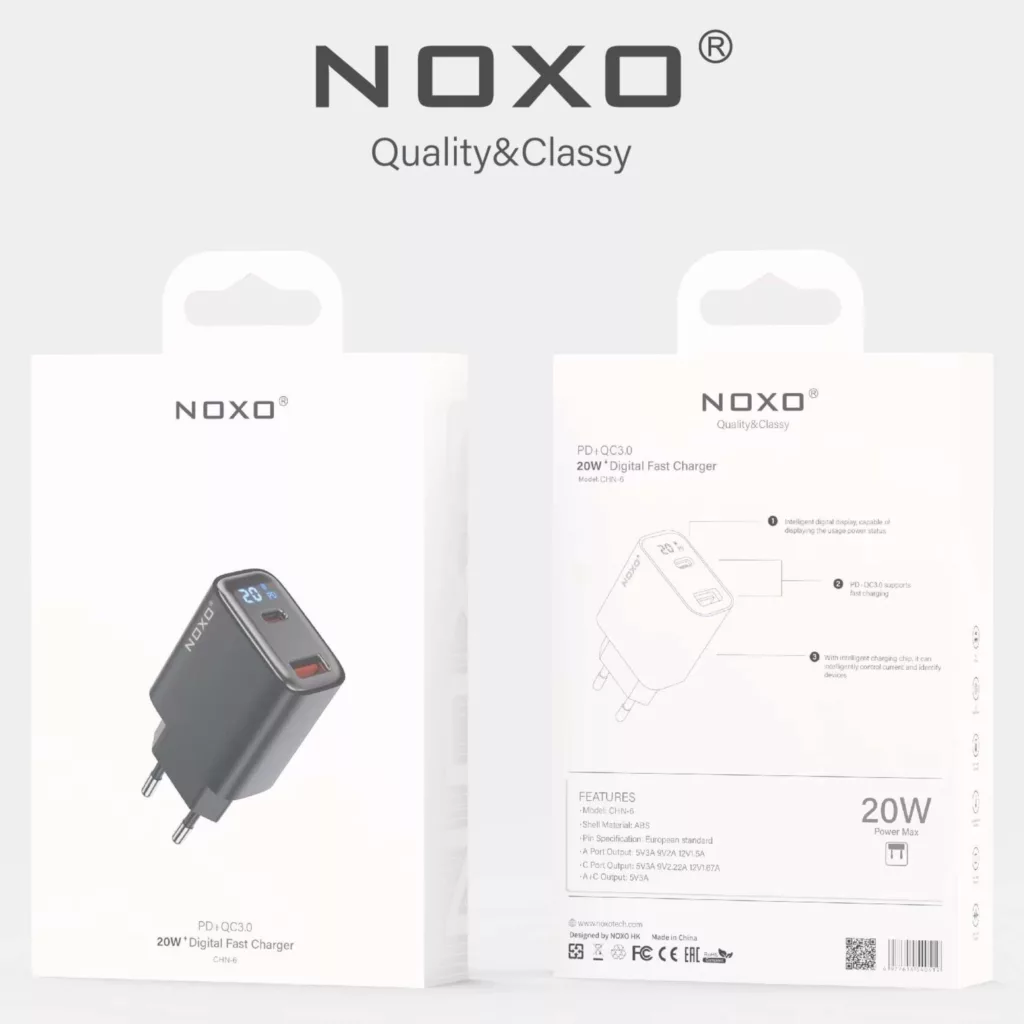 شارژر دیواری 20 وات دو پورت نوکسو مدل CHN-6 EU|