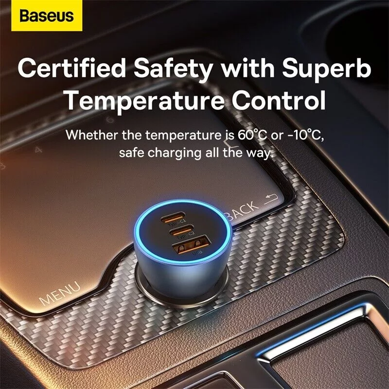 شارژر فندکی ۶۵ وات بیسوس مدل CCJDZ65-UC