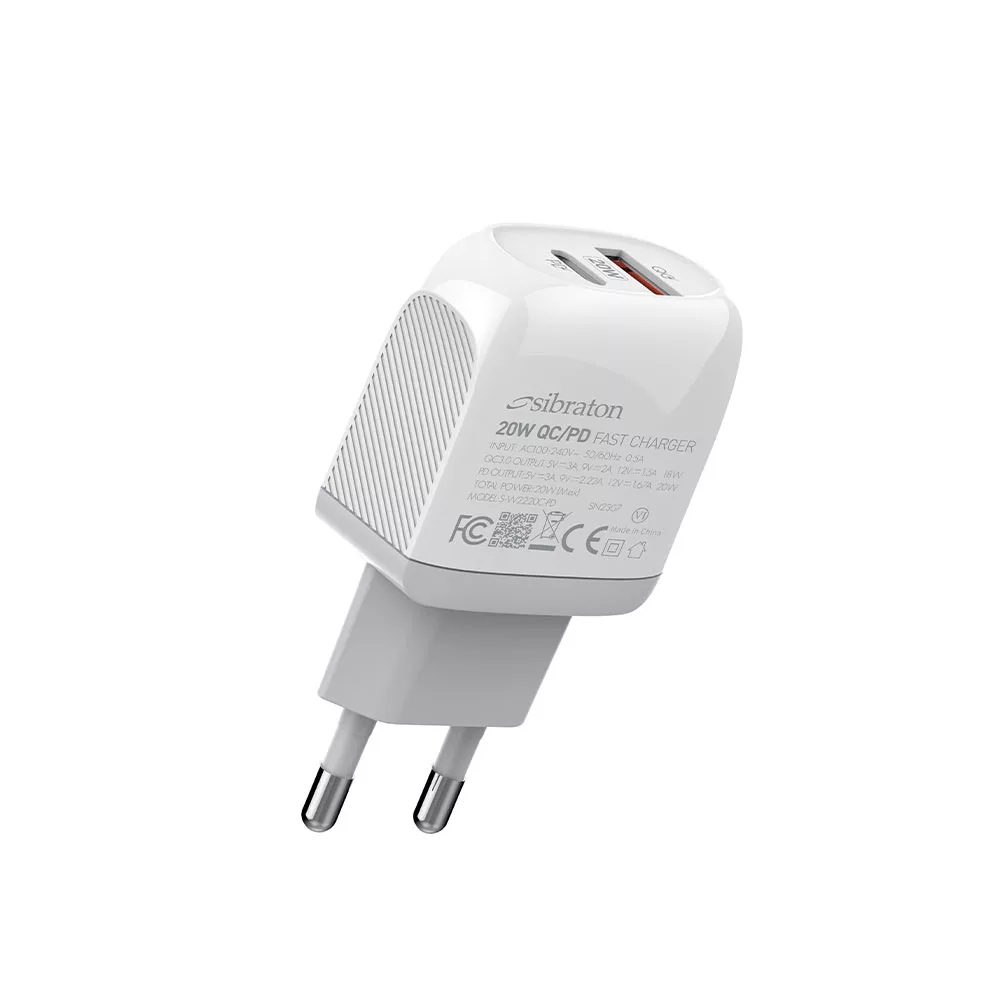 شارژر دیواری 20 وات سیبراتون مدل SW2220i PD به همراه کابل لایتنینگ