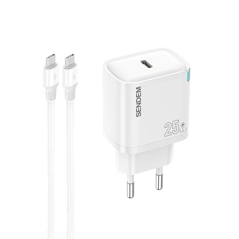 شارژر دیواری 25 وات سندم مدل A55 SUPERFAST به همراه کابل تبدیل USB-C